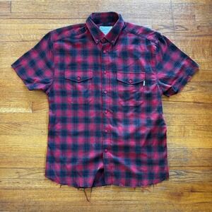EPTM Mens Red Black Plaid Short Sleeve Button Up Shirt Size‎ M